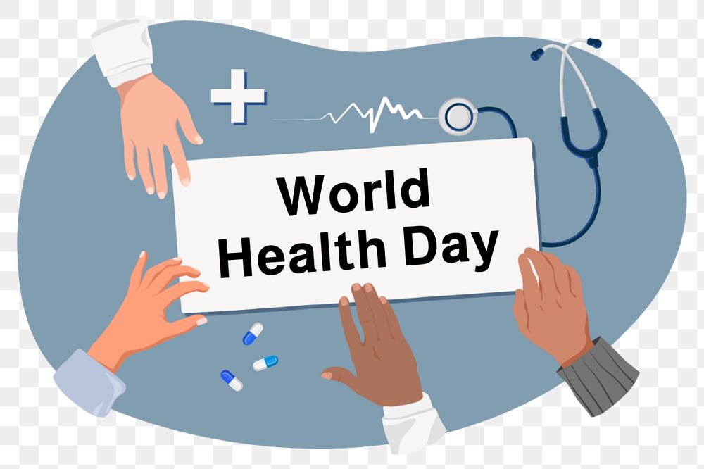 World Health Day diverse hands png, health & wellness editable remix