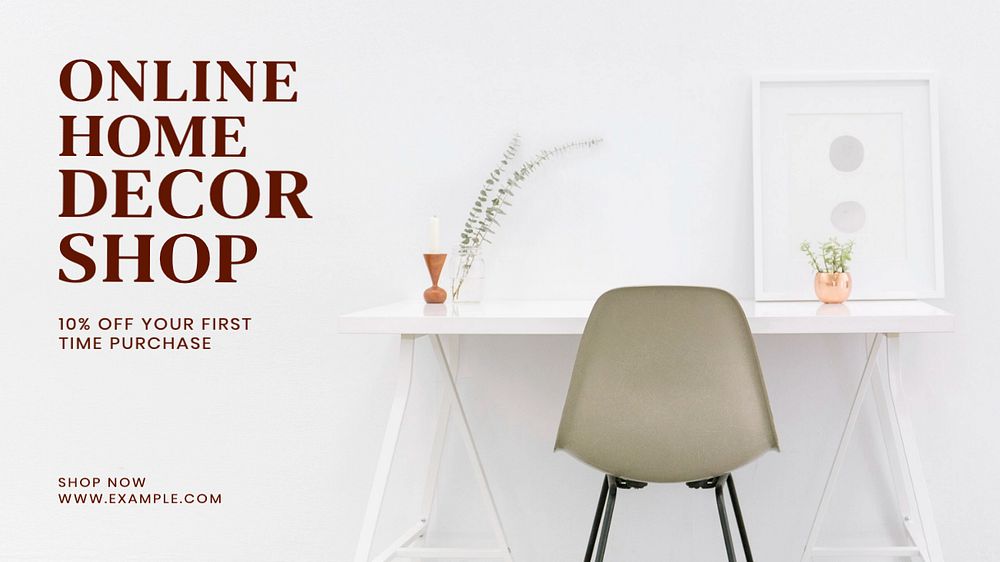 Online home decor blog banner template, editable text