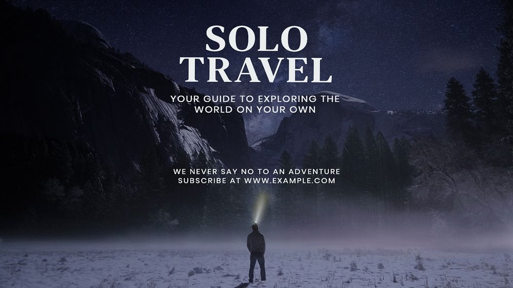 Solo travel blog banner template, editable text