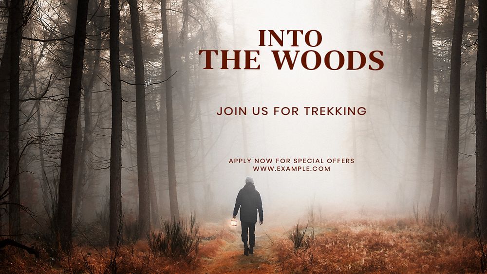 Trekking trip blog banner template, editable text