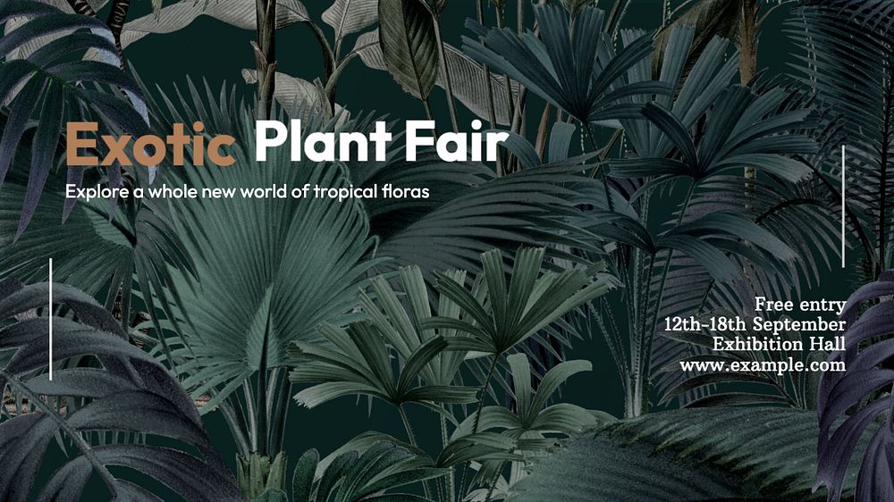 Exotic plant fair blog banner template, editable text