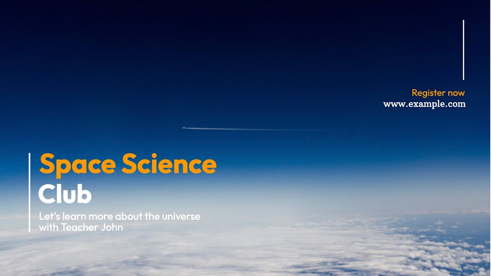 Space science lesson blog banner template, editable text