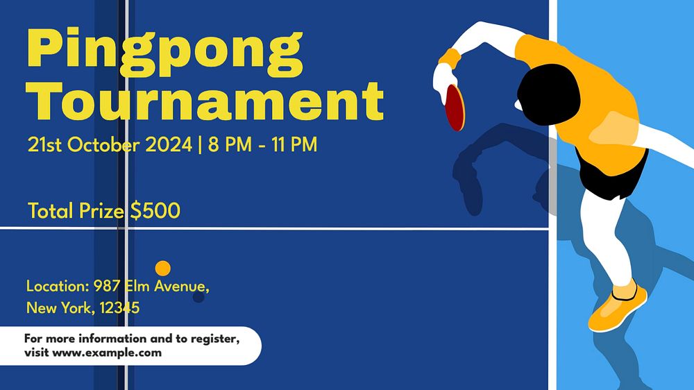 Pingpong tournament blog banner template, editable text