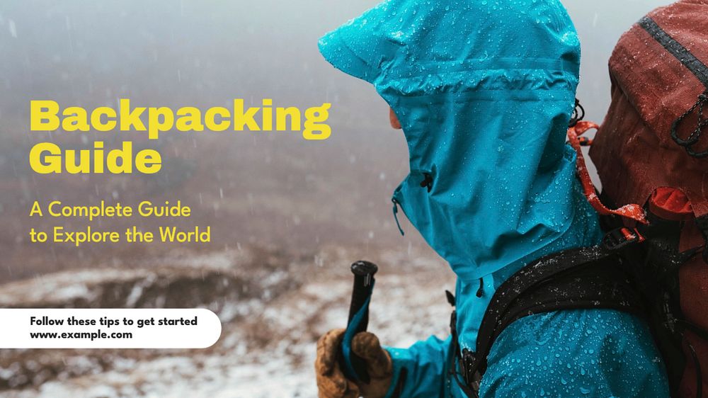 Backpacking guide blog banner template, editable text