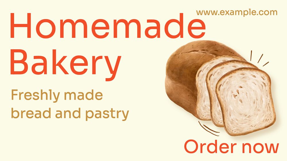 Homemade bakery blog banner template, editable text