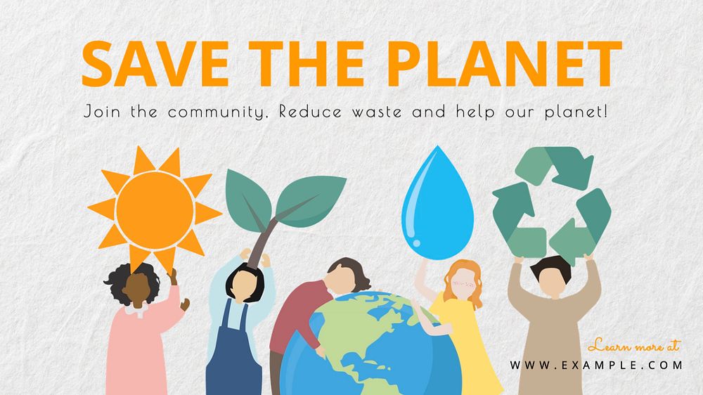 Save the planet  blog banner template, editable text