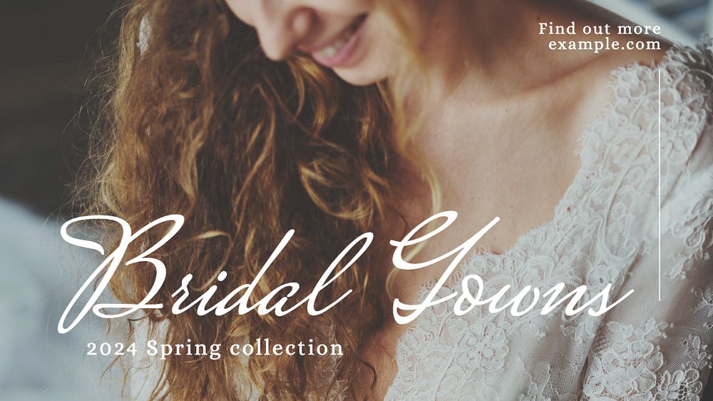 Bridal gowns  blog banner template, editable text