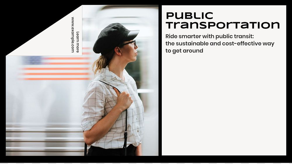 Public transportation blog banner template, editable text