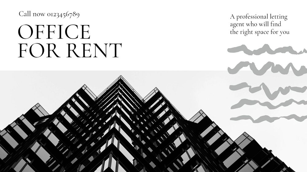 Office for Rent blog banner template, editable text