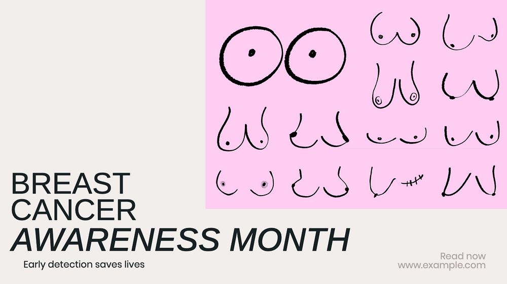 Breast cancer awareness month  blog banner template, editable text