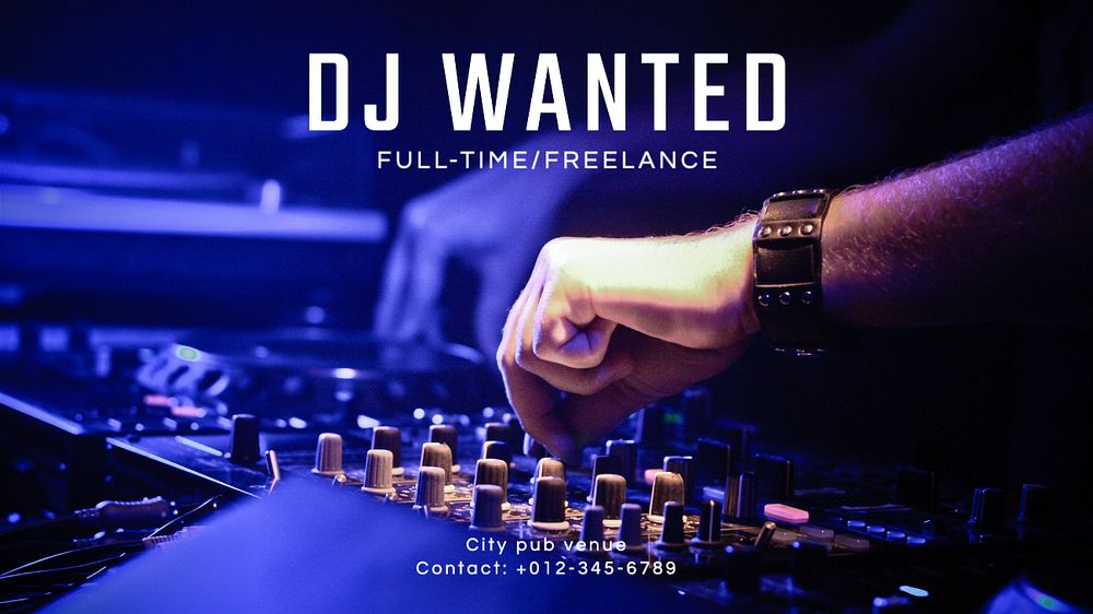 DJ wanted  blog banner template, editable text