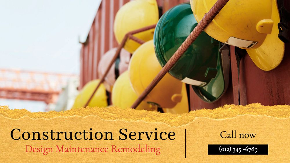 Construction service  blog banner template, editable text