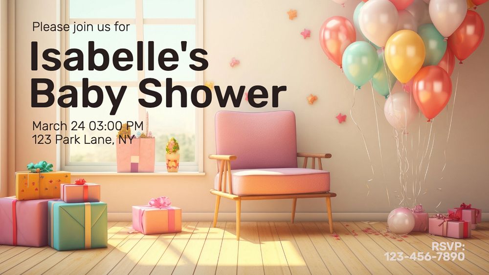 Baby shower blog banner template, editable text