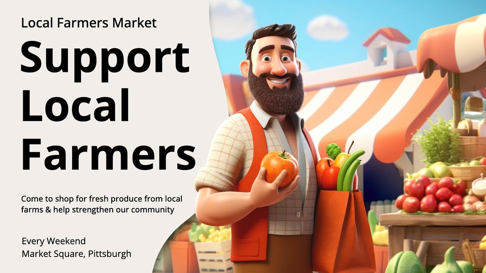 Support local farmers blog banner template, editable text