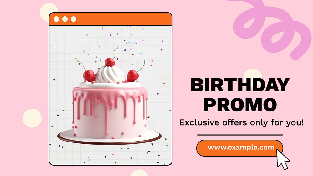 Birthday promo blog banner template, editable text