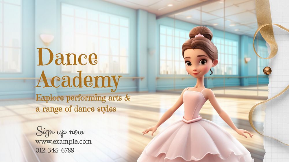 Dance academy blog banner template, editable text