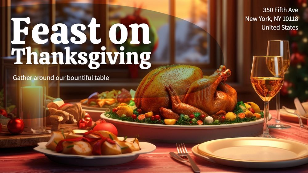 Thanksgiving dinner holiday blog banner template, editable text