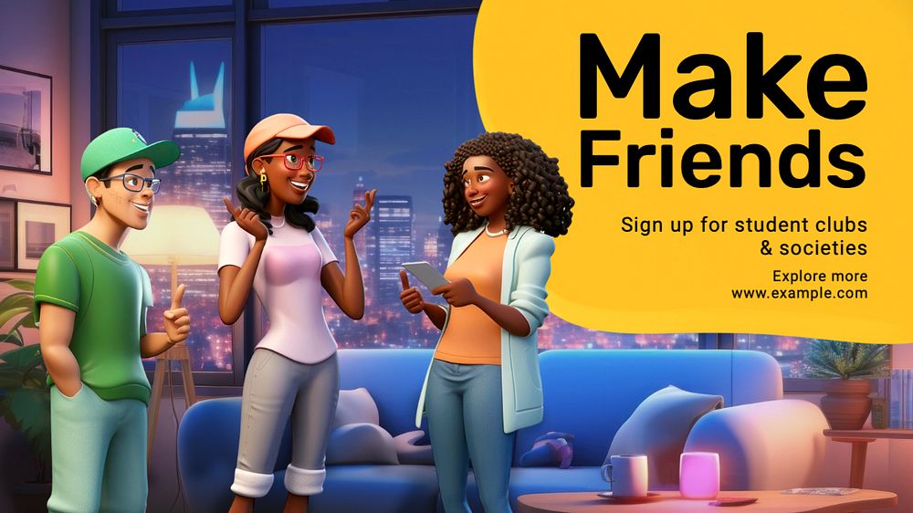 Make friends blog banner template, editable text