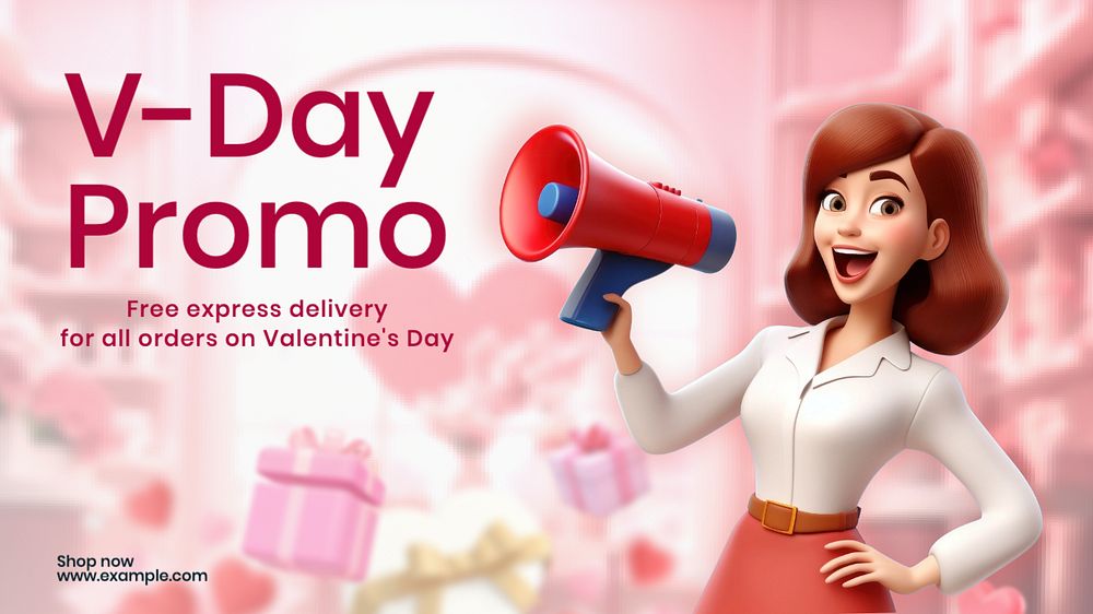 V-day promo blog banner template, editable text