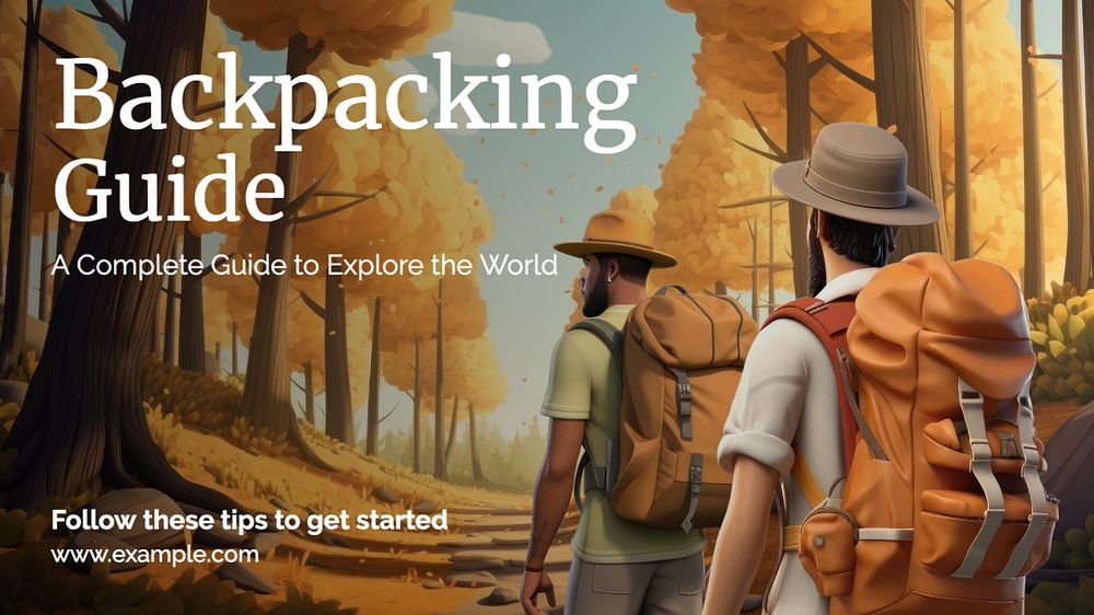 Backpacking guide blog banner template, editable text