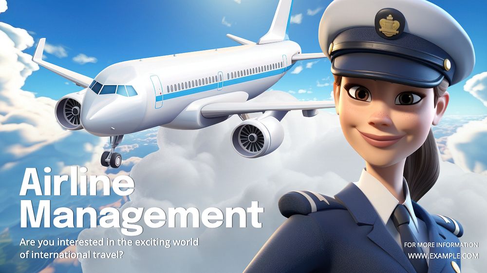 Airline management blog banner template, editable text