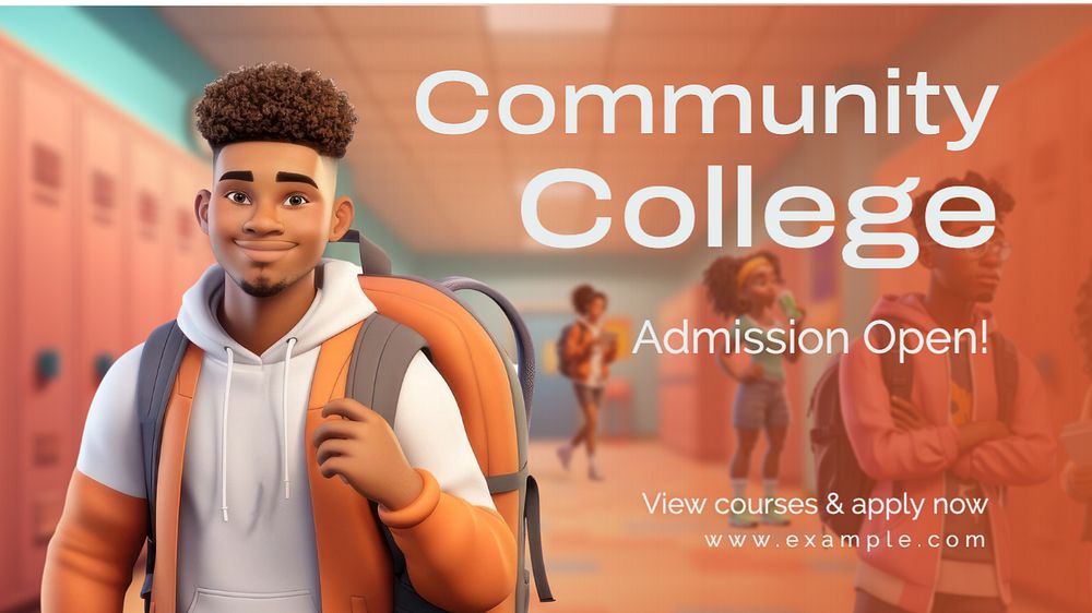 Community college blog banner template, editable text