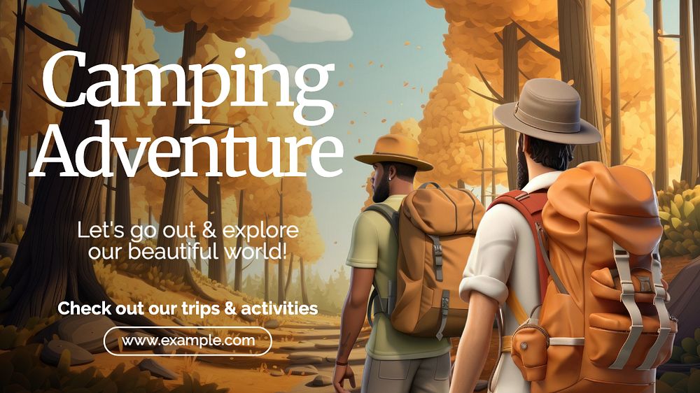 Camping adventure blog banner template, editable text