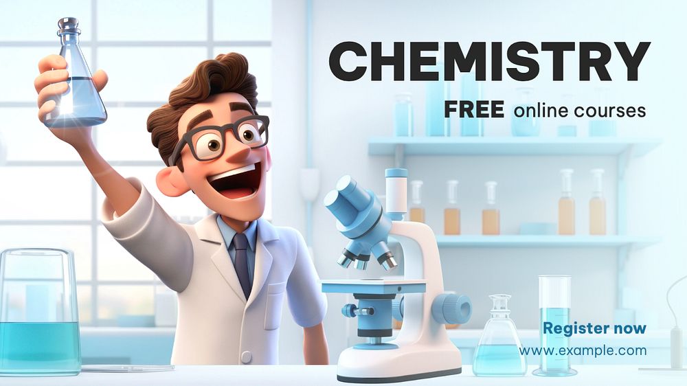 Chemistry blog banner template, editable text