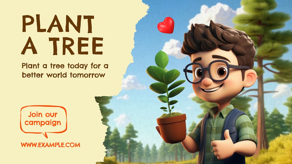 Plant a tree blog banner template, editable text