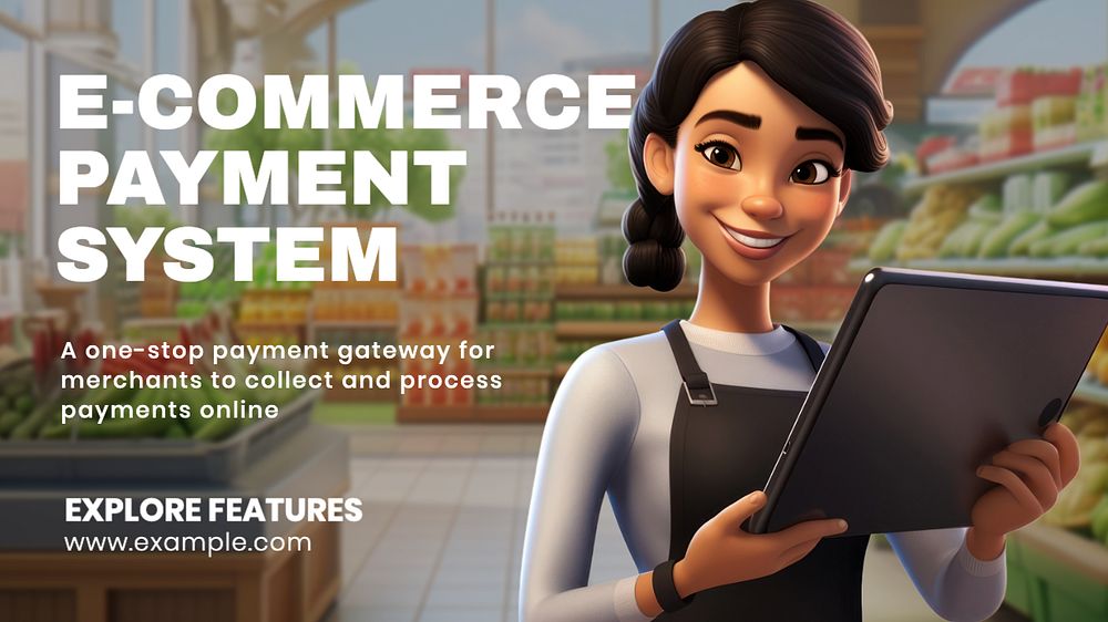 E-commerce payment system blog banner template, editable text