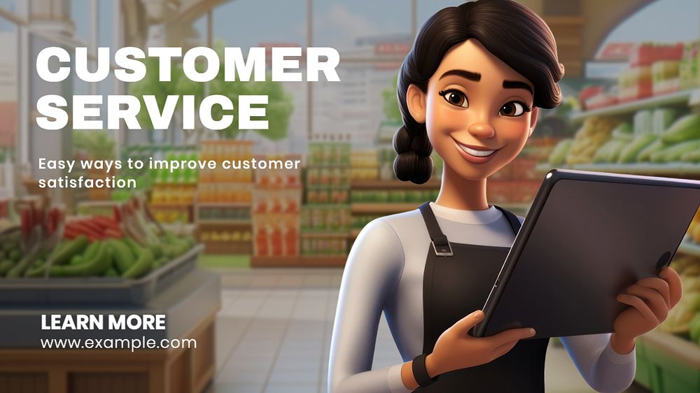 Customer service blog banner template, editable text