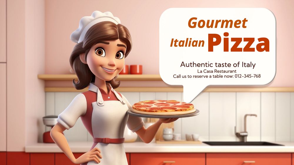 Gourmet Italian pizza blog banner template, editable design