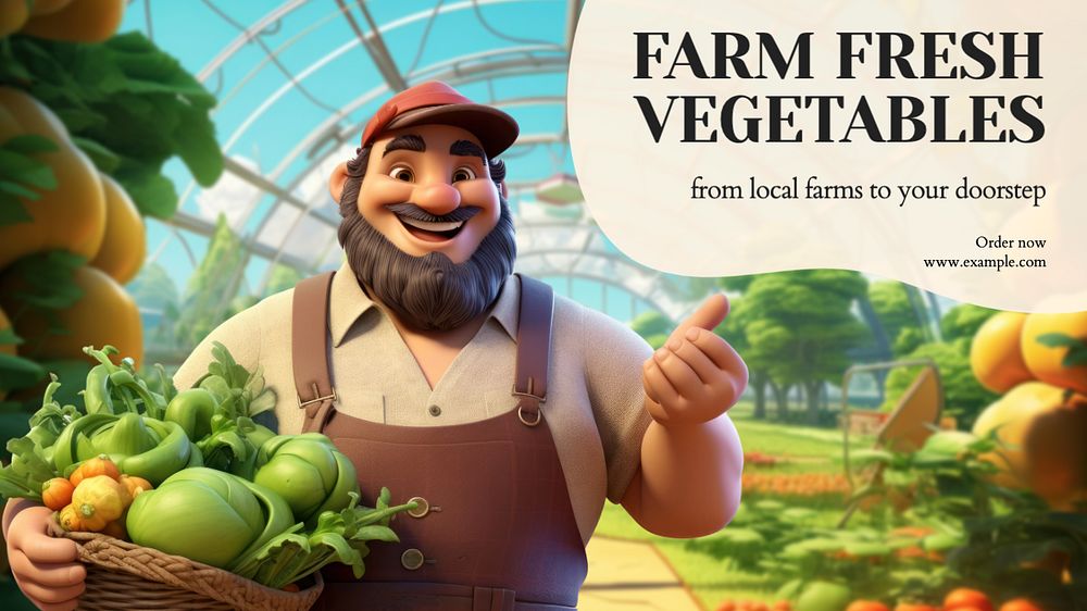 Farm fresh vegetables blog banner template, editable text