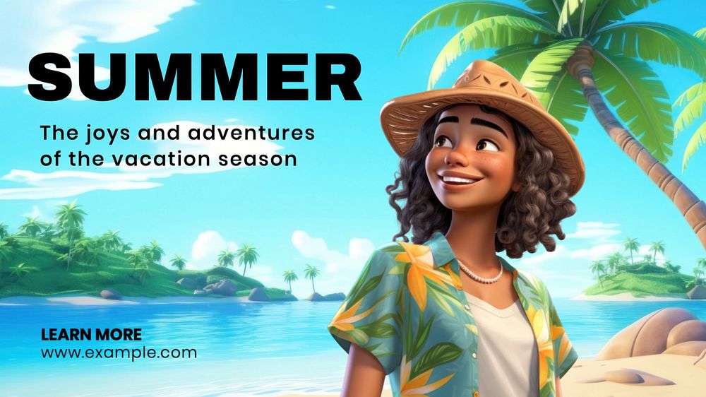 Summer blog banner template, editable text