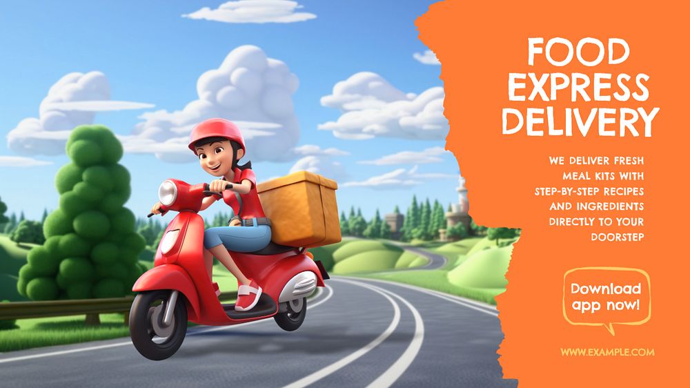 Express food delivery blog banner template, editable text