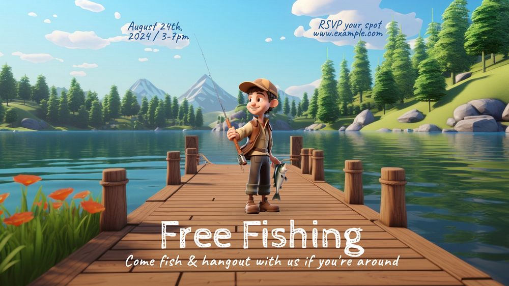 Free fishing blog banner template, editable text