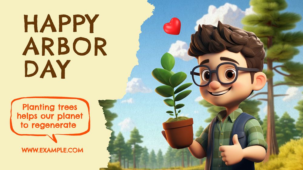 Happy arbor day blog banner template, editable text