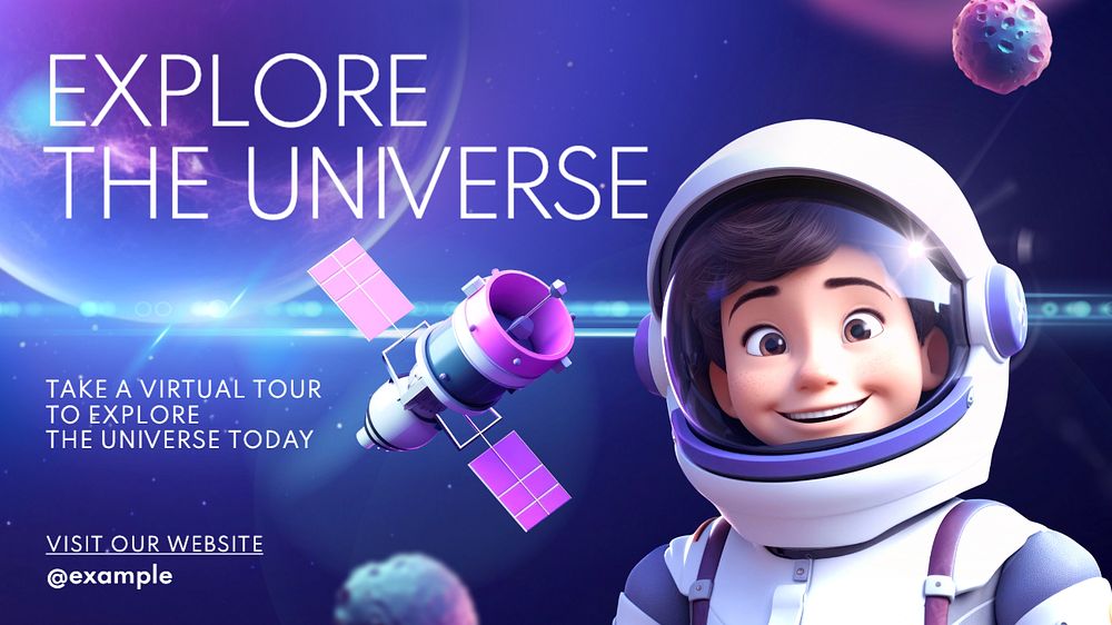 Explore the universe blog banner template, editable text