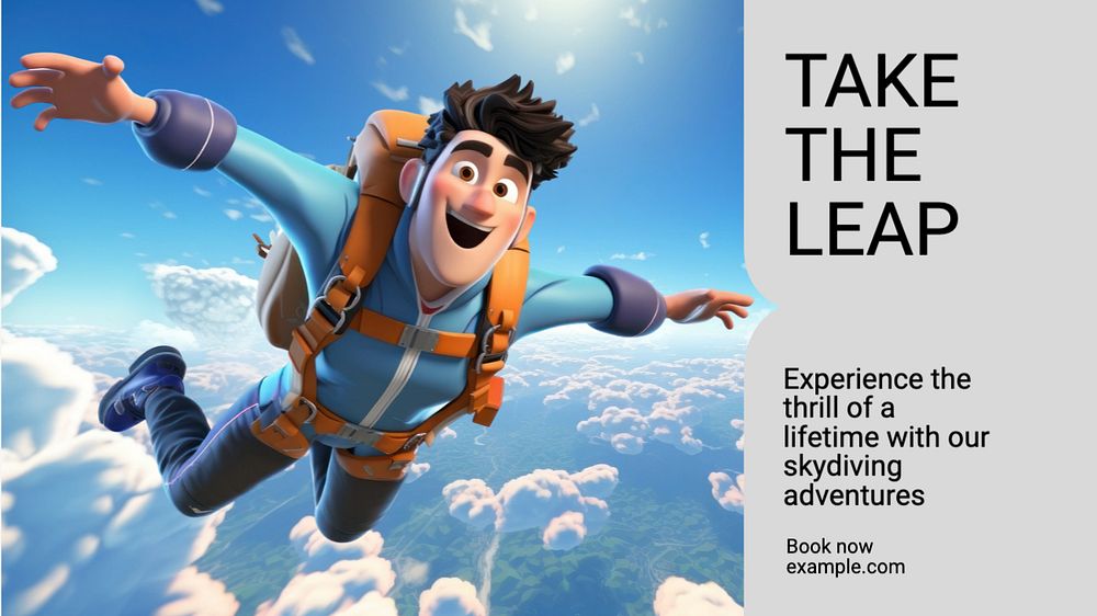 Skydiving adventure blog banner template, editable text