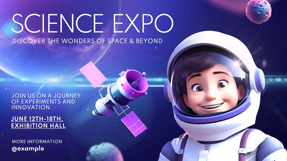 Science expo blog banner template, editable text