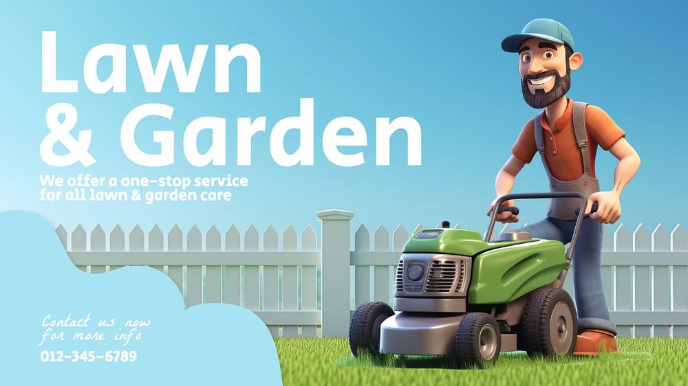 Lawn & garden blog banner template, editable text