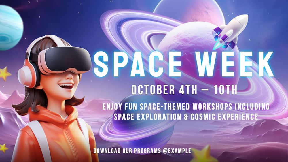 Space week blog banner template, editable text