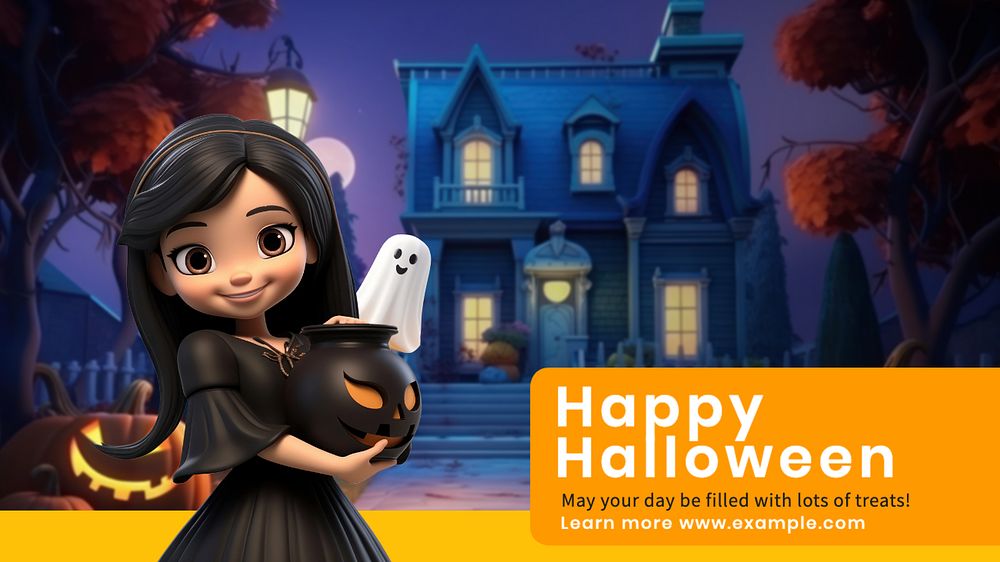 Happy halloween blog banner template, editable text