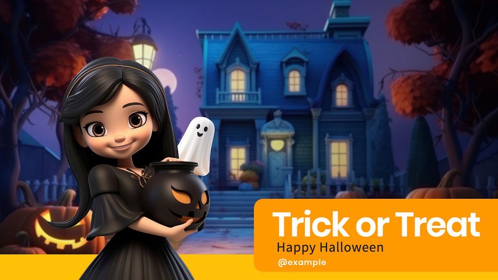 Trick or treat blog banner template, editable text