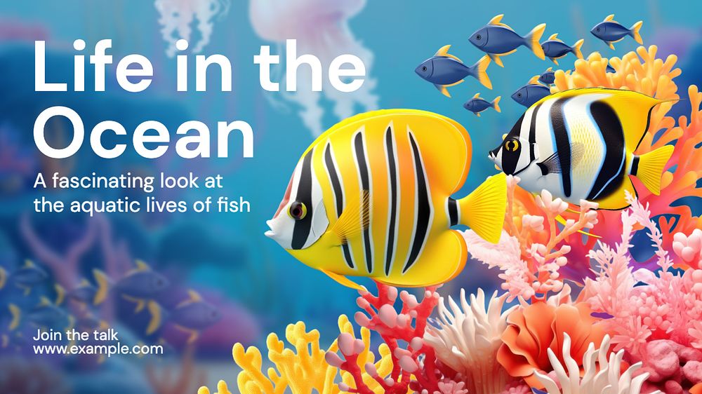 Ocean life blog banner template, editable text