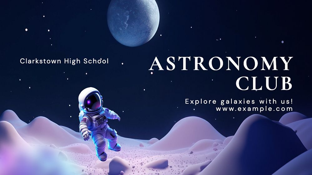 Astronomy club blog banner template, editable text