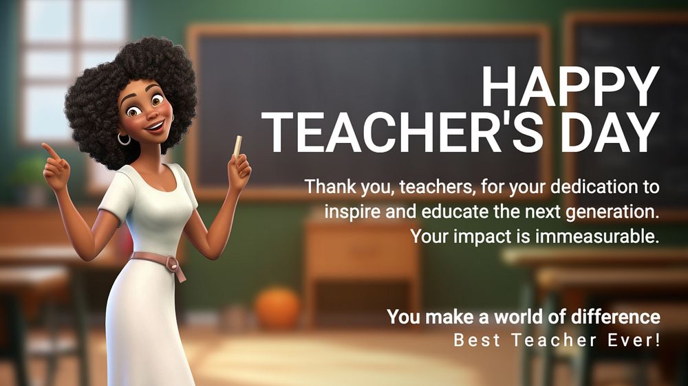 Happy teacher's day blog banner template, editable text