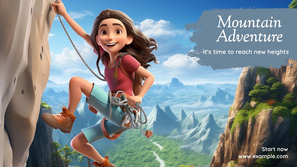 Mountain adventure blog banner template, editable text