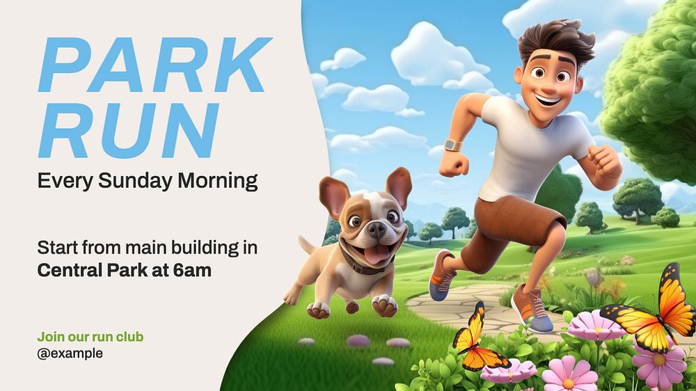 Park run blog banner template, editable text