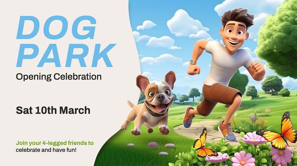 Dog park blog banner template, editable text